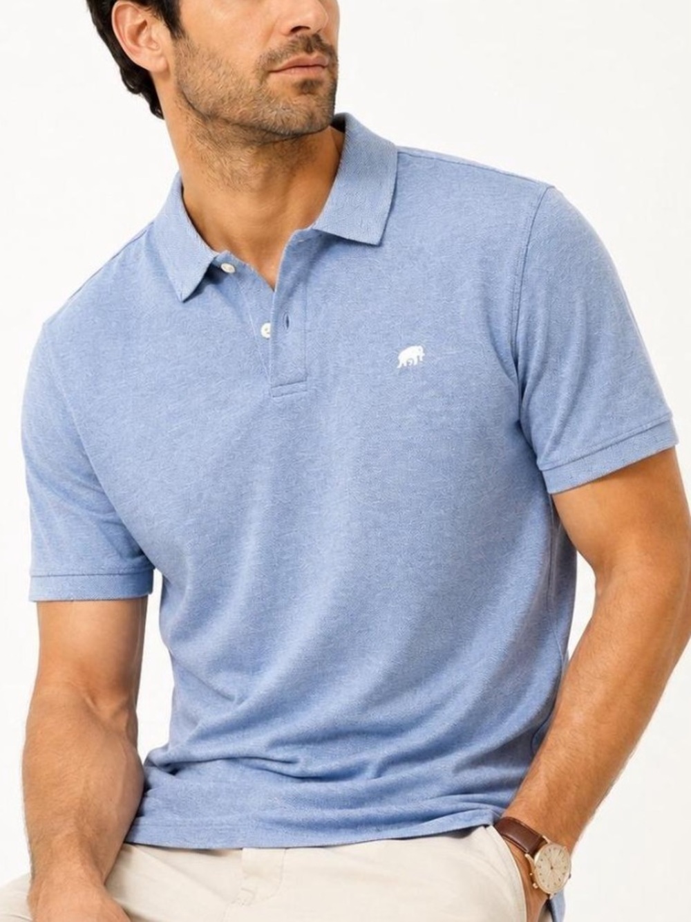 Banana Republic Blue Organic Cotton Pique Knit Polo Shirt Short Sleeve Size XL